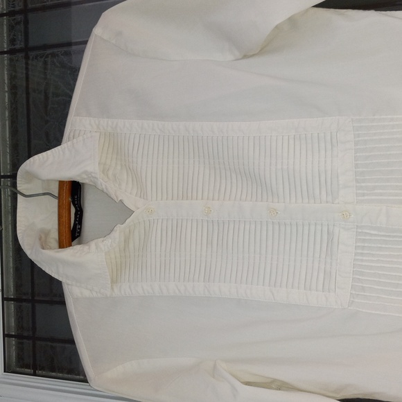 Zara Basic Indonesia SizeS White Long Sleeve Button Blouse Contoured Waist+ Hips - Picture 3 of 7